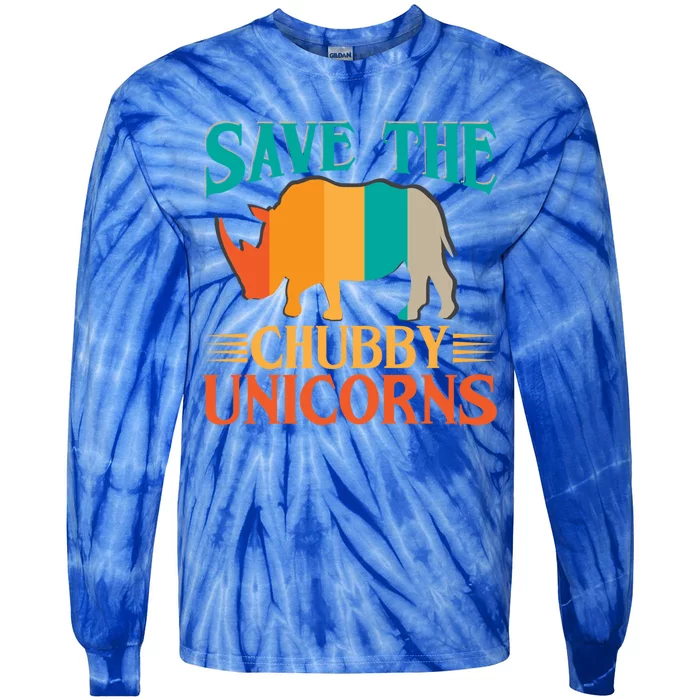 Save The Chubby Unicorn Funny Fat Rhino Animal Rights Gift Tie-Dye Long Sleeve Shirt