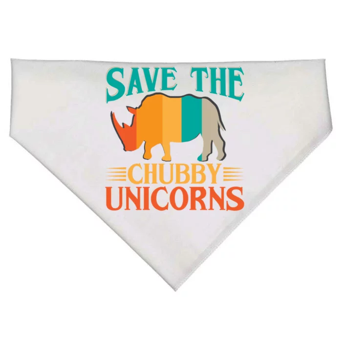 Save The Chubby Unicorn Funny Fat Rhino Animal Rights Gift USA-Made Doggie Bandana