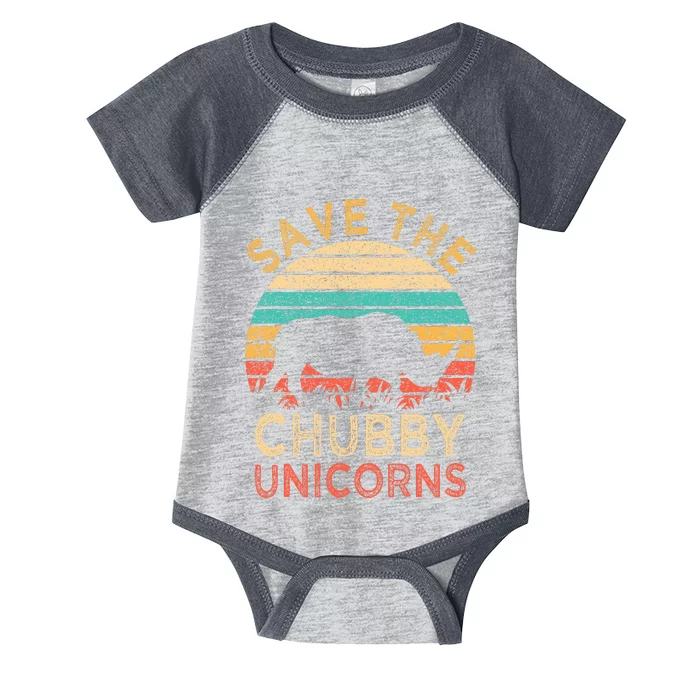 Save The Chubby Unicorns Vintage Funny Rhino Animal Rights Infant Baby Jersey Bodysuit