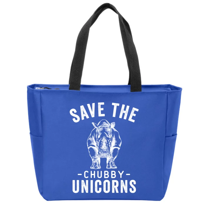 Save The Chubby Unicorns Rhino Lovers Meaningful Gift Zip Tote Bag