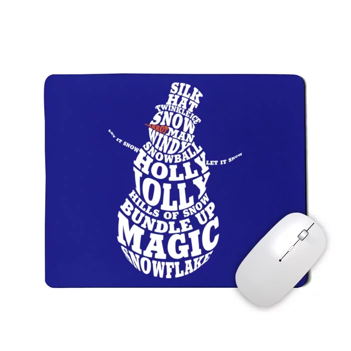 Snow Typography Christmas Word Art Gift Mousepad