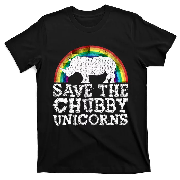 Save The Chubby Unicorns Gift Rhino Conservation Rainbow T-Shirt