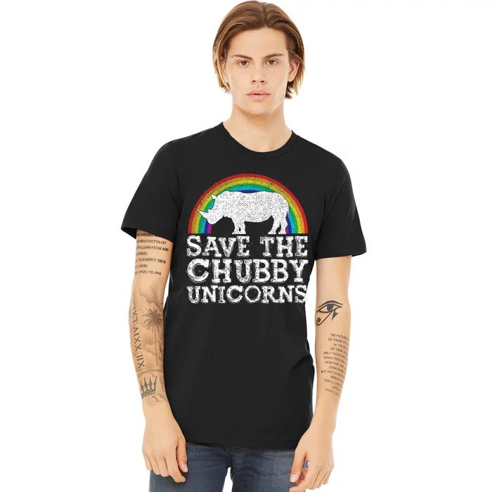 Save The Chubby Unicorns Gift Rhino Conservation Rainbow Premium T-Shirt