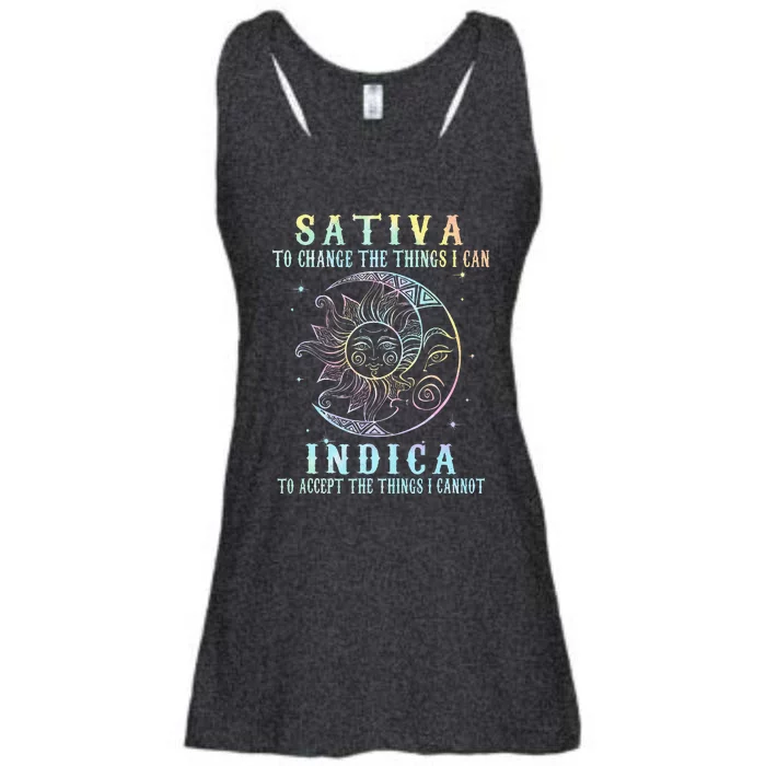 Sativa To Change The Things I Can Indica Cannabis W Tie Dye Ladies Essential Flowy Tank