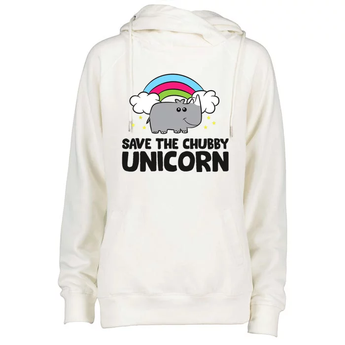 Save The Chubby Unicorn Love Rhinos Womens Funnel Neck Pullover Hood