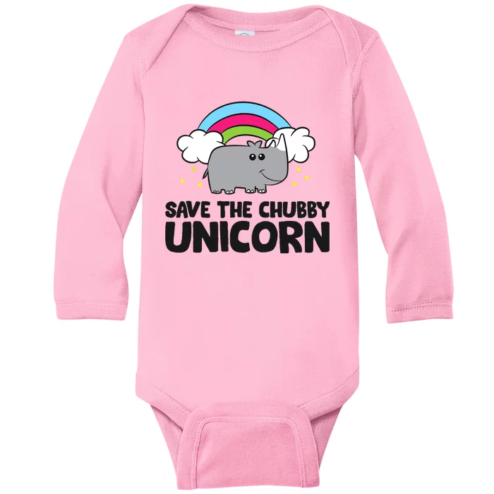 Save The Chubby Unicorn Love Rhinos Baby Long Sleeve Bodysuit