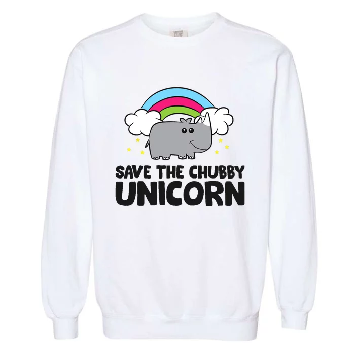 Save The Chubby Unicorn Love Rhinos Garment-Dyed Sweatshirt