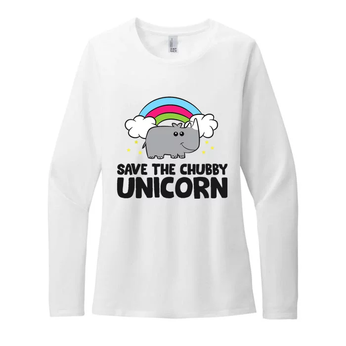 Save The Chubby Unicorn Love Rhinos Womens CVC Long Sleeve Shirt