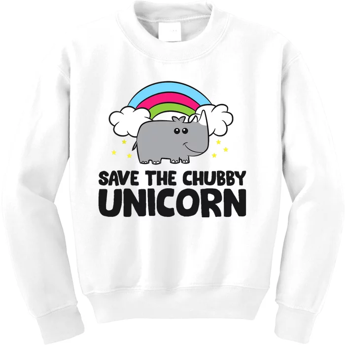 Save The Chubby Unicorn Love Rhinos Kids Sweatshirt