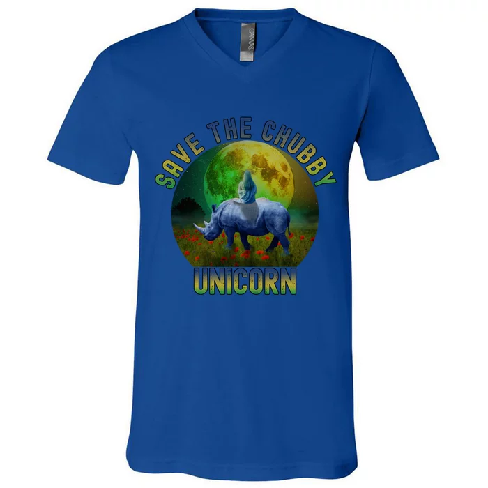 Save The Chubby Unicorn Funny Rhino Chubby Unicorns Gift V-Neck T-Shirt