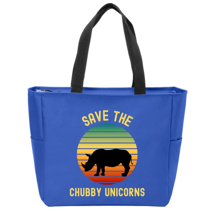 Save The Chubby Unicorns Rhino Gift Retro Rhino Gift Zip Tote Bag