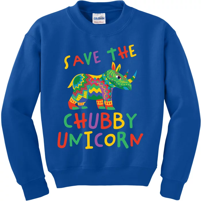 Save The Chubby Unicorn Funny Saying Unicorn Fun Rhino Cute Gift Kids Sweatshirt