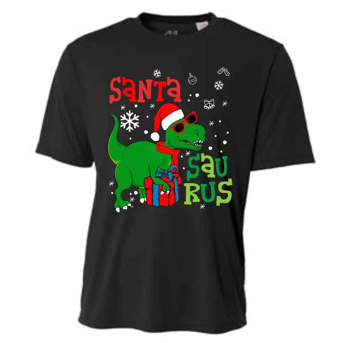 Santa TRex Christmas Dinosaur Tree Rex Family Pajama Cooling Performance Crew T-Shirt