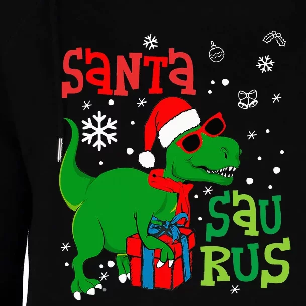 Santa TRex Christmas Dinosaur Tree Rex Family Pajama Womens Funnel Neck Pullover Hood