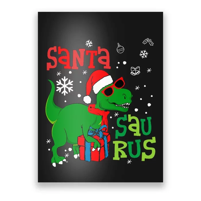 Santa TRex Christmas Dinosaur Tree Rex Family Pajama Poster