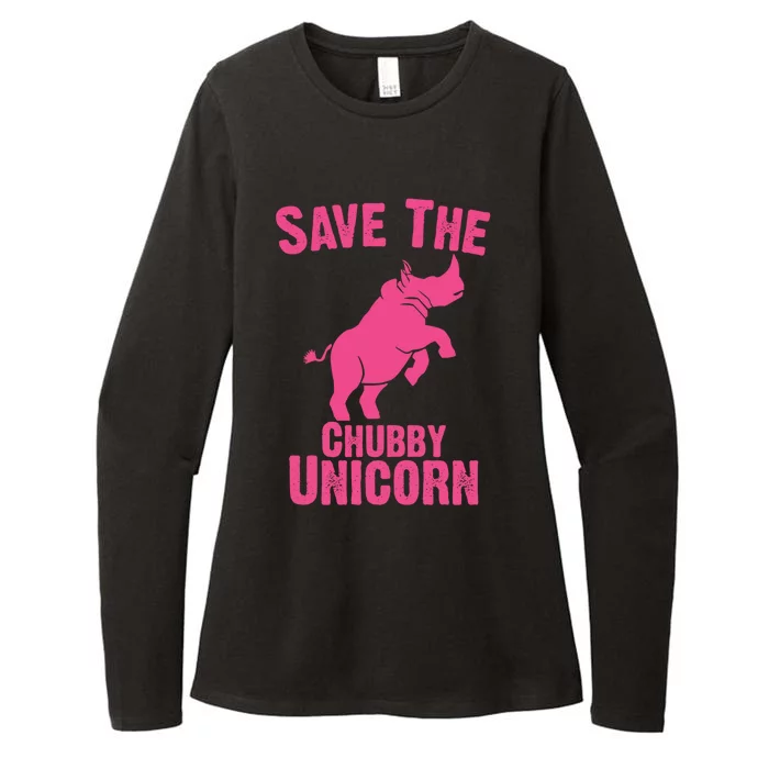 Save The Chubby Unicorn Graphic Sarcastic Funny Gift Womens CVC Long Sleeve Shirt