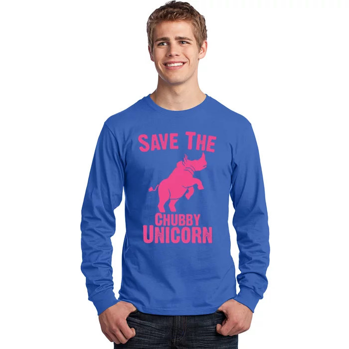 Save The Chubby Unicorn Graphic Sarcastic Funny Gift Long Sleeve Shirt