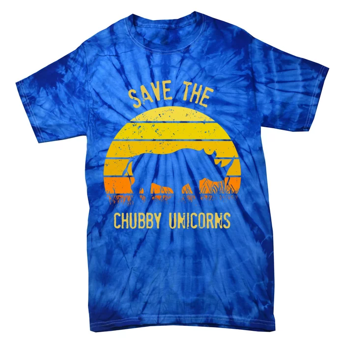 Save The Chubby Unicorns Rhino Sunset Gift Tie-Dye T-Shirt