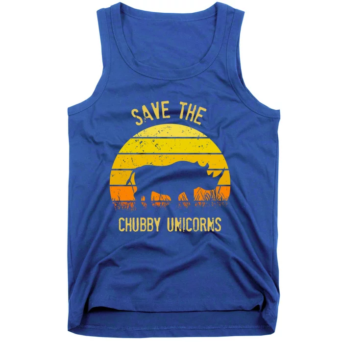 Save The Chubby Unicorns Rhino Sunset Gift Tank Top