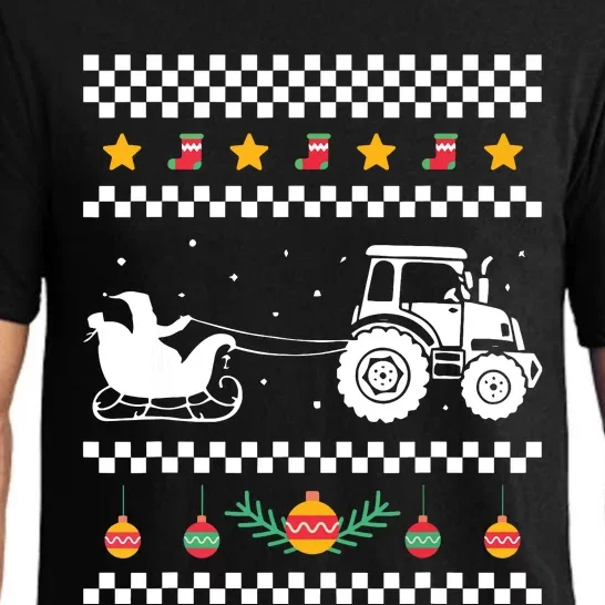 Santa Tractor Christmas Pajama Cool Xmas Farming Farmer Pajama Set