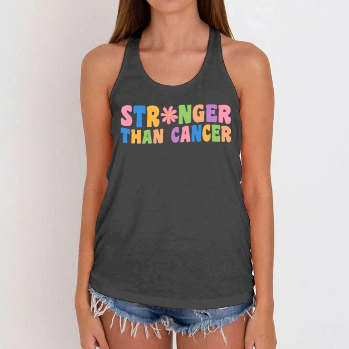 Stronger Than Cancer Awareness Colorful Women's Knotted Racerback Tank