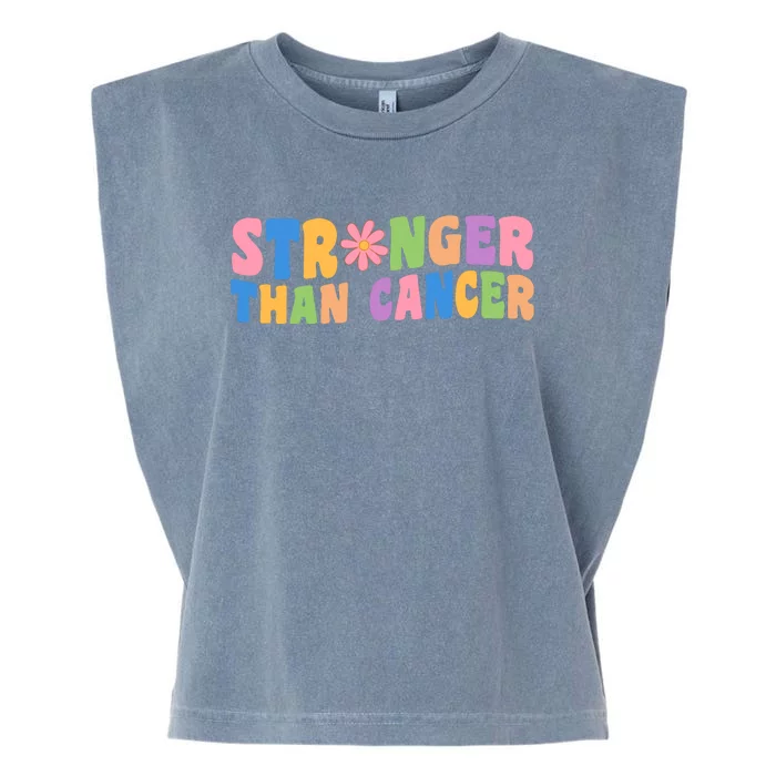 Stronger Than Cancer Awareness Colorful Garment-Dyed Women's Muscle Tee