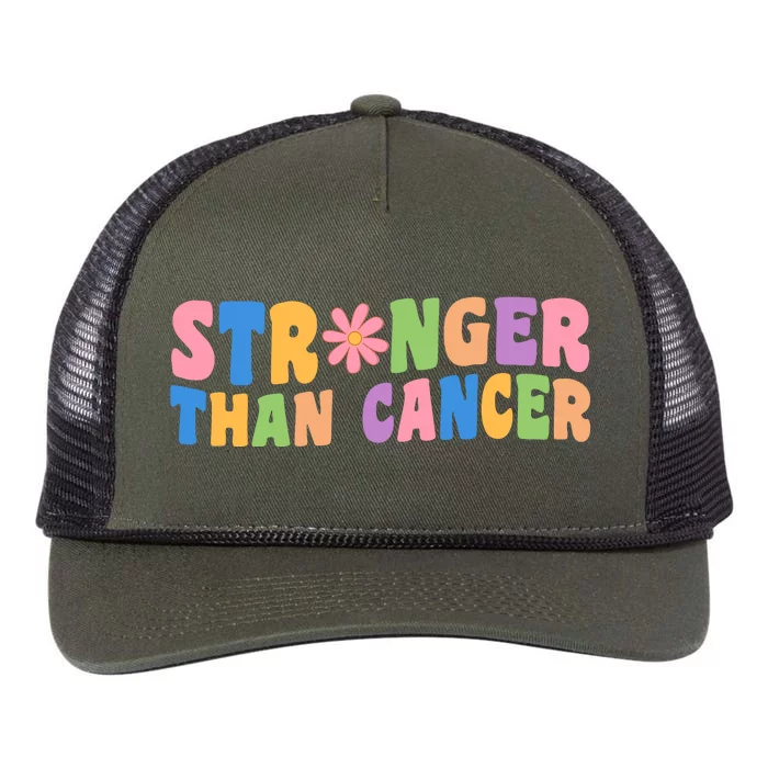 Stronger Than Cancer Awareness Colorful Retro Rope Trucker Hat Cap