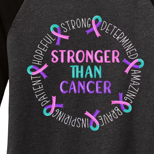 Stronger Than Cancer Thyroid Cancer Women's Tri-Blend 3/4-Sleeve Raglan Shirt