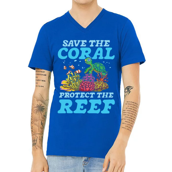 Save The Coral Protect The Reef Funny Gift V-Neck T-Shirt