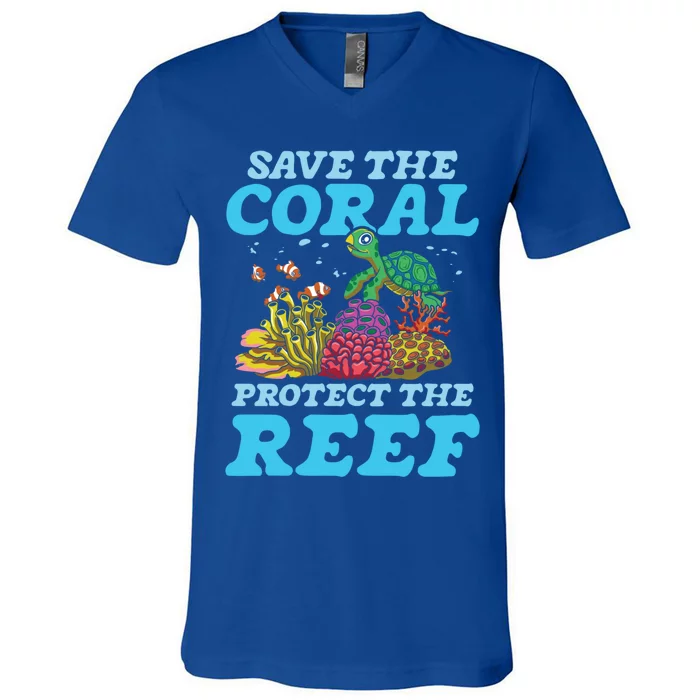 Save The Coral Protect The Reef Funny Gift V-Neck T-Shirt