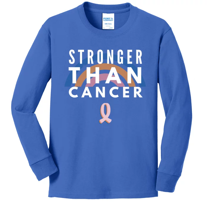 Stronger Than Cancer Breast Cancer Awareness Survivor Cute Gift Kids Long Sleeve Shirt