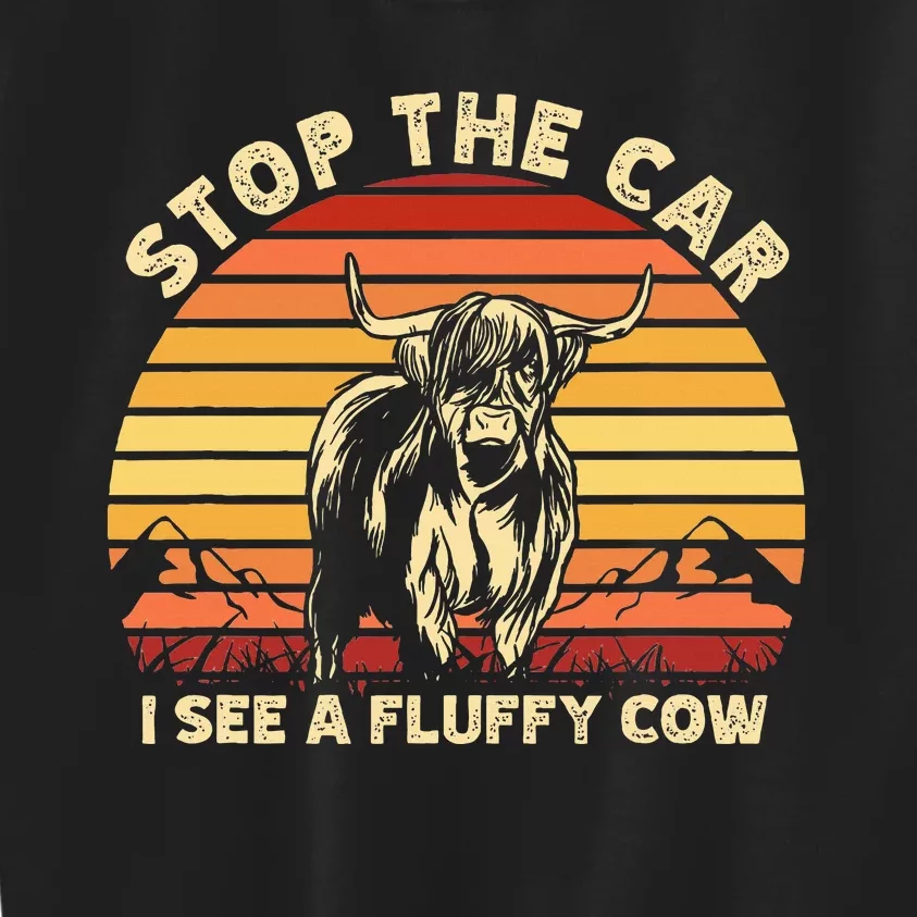 Stop The Car I See A Fluffy Cow Highland Cow Breeder Kids Sweatshirt