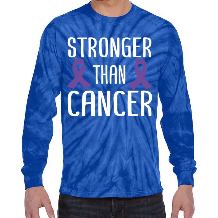 Stronger Than Cancer Pancreatic Cancer Purple Ribbon Gift Tie-Dye Long Sleeve Shirt