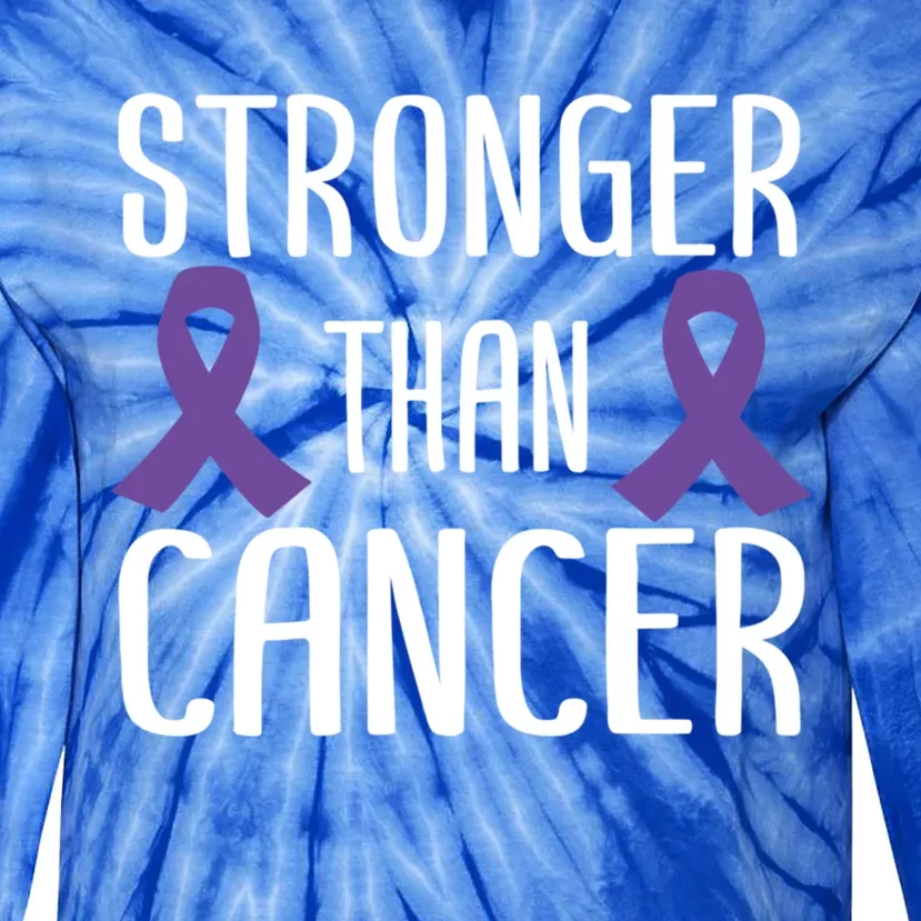 Stronger Than Cancer Pancreatic Cancer Purple Ribbon Gift Tie-Dye Long Sleeve Shirt