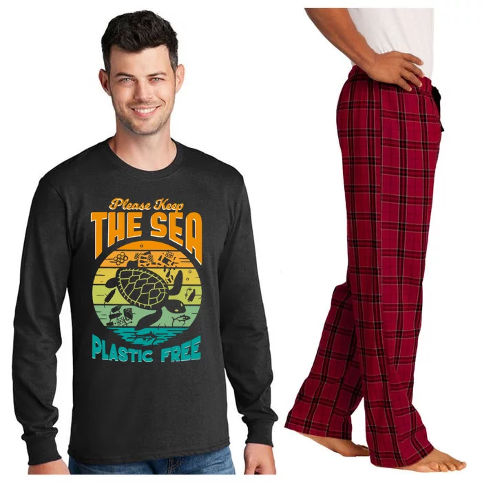 Sea Turtle Conservation Please Keep The Sea Plastic Free Gift Long Sleeve Pajama Set