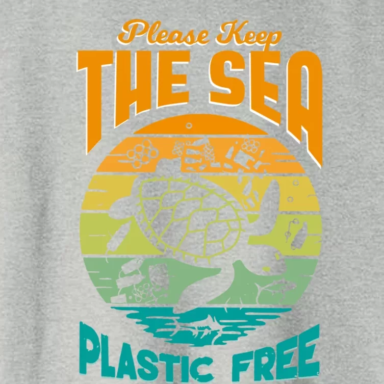 Sea Turtle Conservation Please Keep The Sea Plastic Free Gift Women's Crop Top Tee