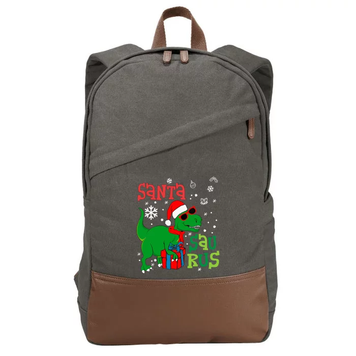 Santa Trex Christmas Dinosaur Tree Rex Boy Family Pajama Cotton Canvas Backpack