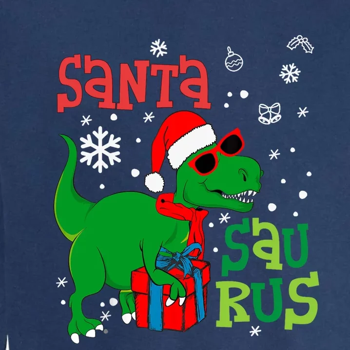 Santa Trex Christmas Dinosaur Tree Rex Boy Family Pajama Garment-Dyed Sweatshirt