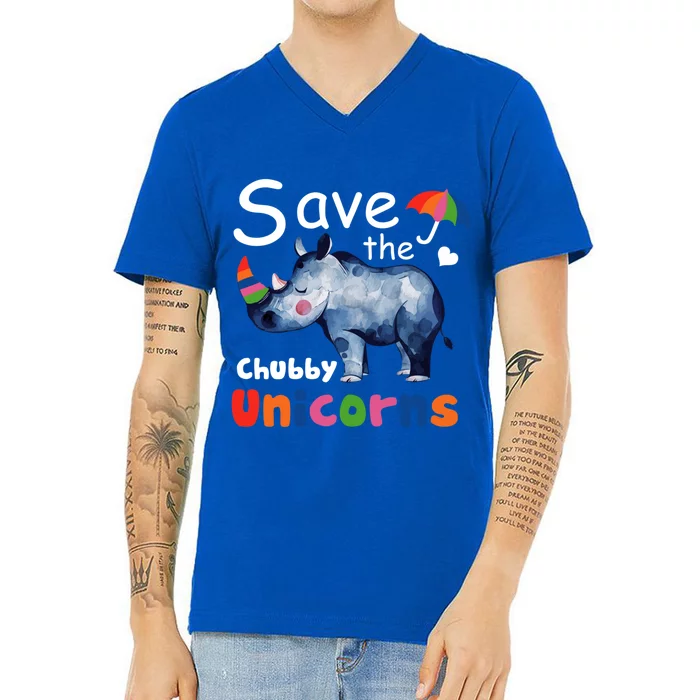 Save The Chubby Unicorns Gift Meaningful Gift V-Neck T-Shirt