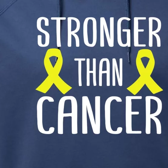 Stronger Than Cancer Sarcoma Cone Bladder Yellow Ribbon Gift Great Gift Performance Fleece Hoodie