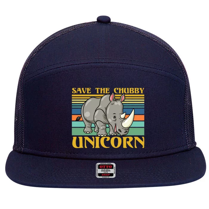 Save The Chubby Unicorn Great Gift 7 Panel Mesh Trucker Snapback Hat