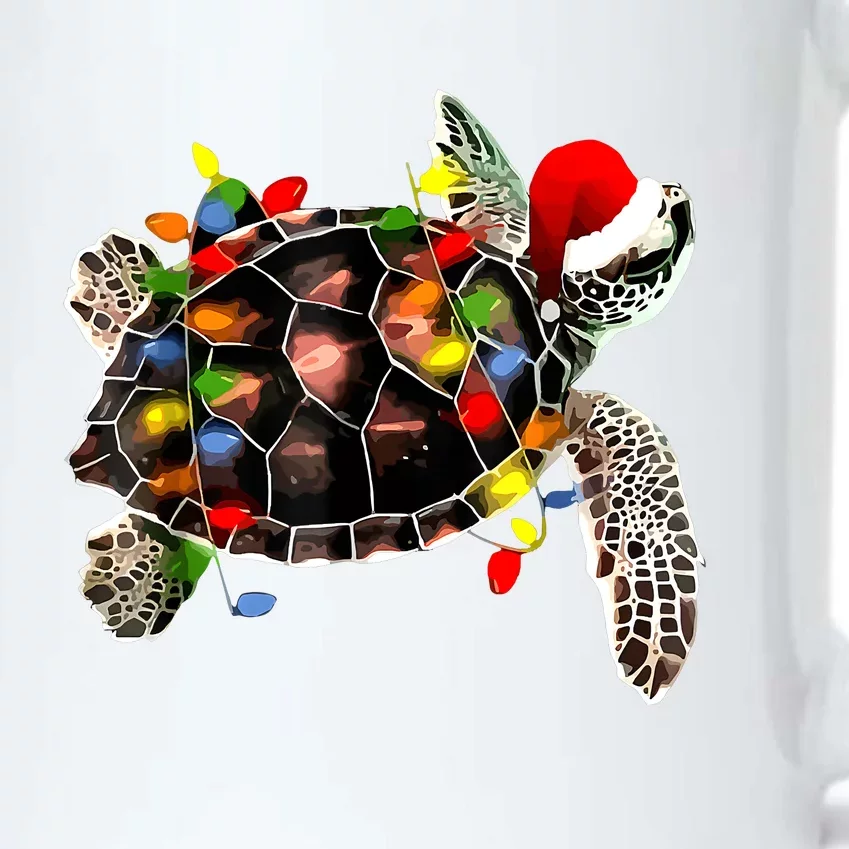 Sea Turtle Christmas Lights Funny Santa Hat Merry Christmas Black Color Changing Mug