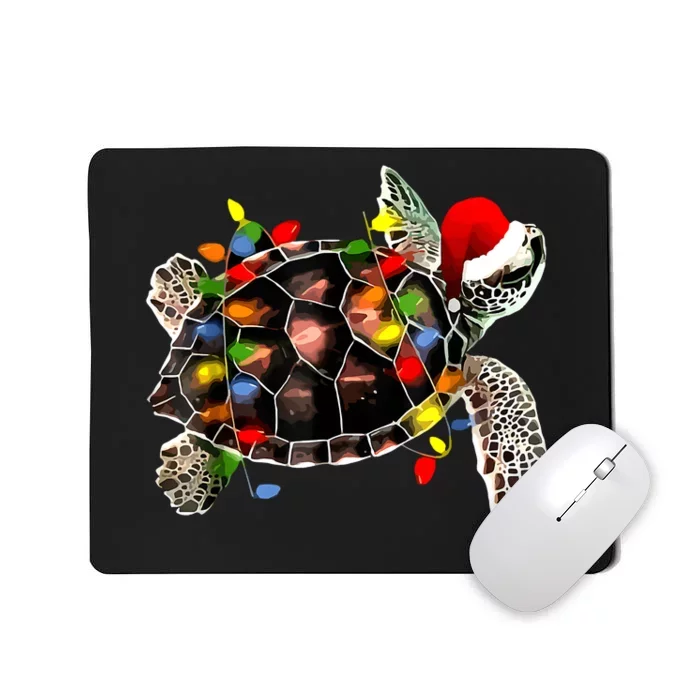 Sea Turtle Christmas Lights Funny Santa Hat Merry Christmas Mousepad