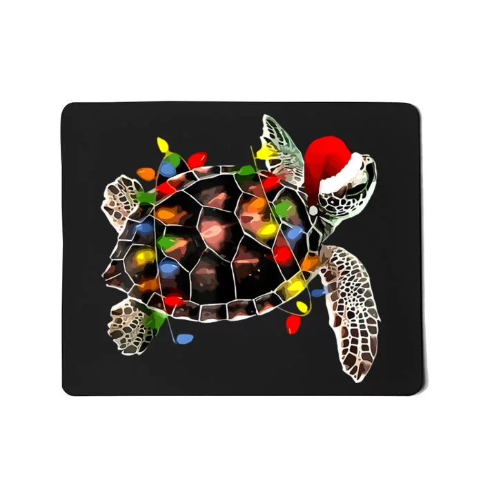 Sea Turtle Christmas Lights Funny Santa Hat Merry Christmas Mousepad