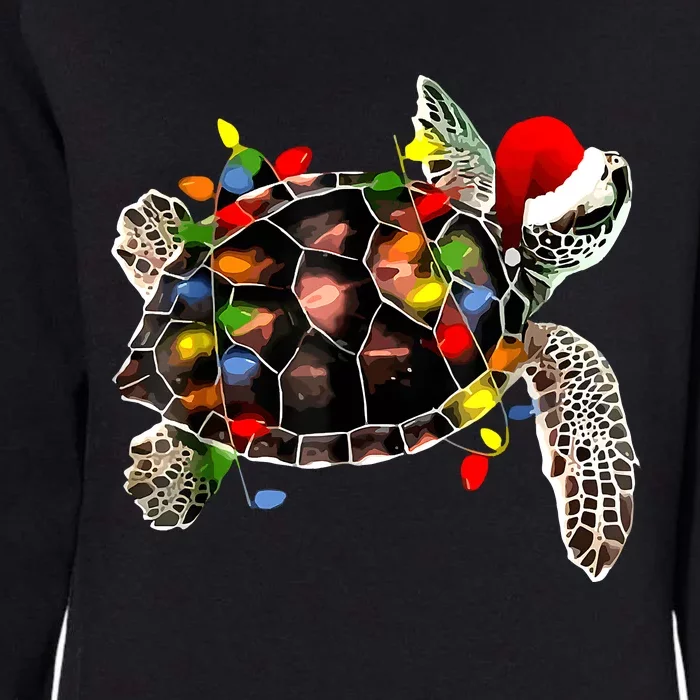 Sea Turtle Christmas Lights Funny Santa Hat Merry Christmas Womens California Wash Sweatshirt