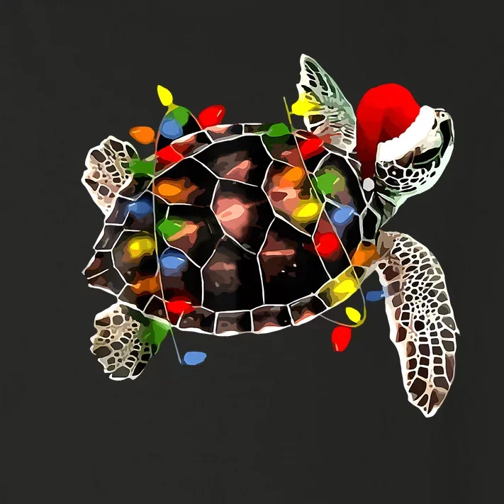 Sea Turtle Christmas Lights Funny Santa Hat Merry Christmas Toddler Long Sleeve Shirt