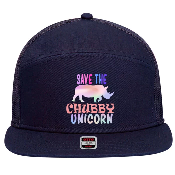 Save The Chubby Unicorn Gift 7 Panel Mesh Trucker Snapback Hat