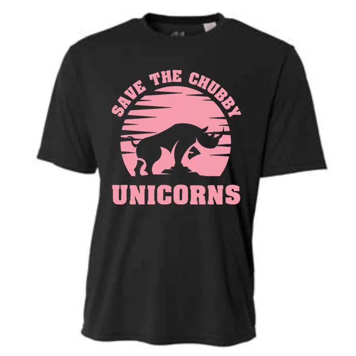 Save The Chubby Unicorns Funny Unicorn Rhino Cooling Performance Crew T-Shirt