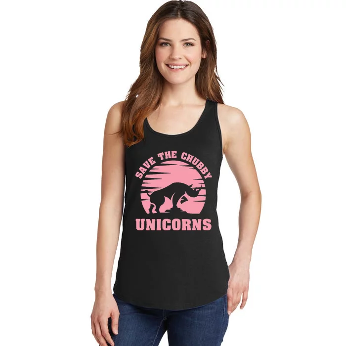 Save The Chubby Unicorns Funny Unicorn Rhino Ladies Essential Tank