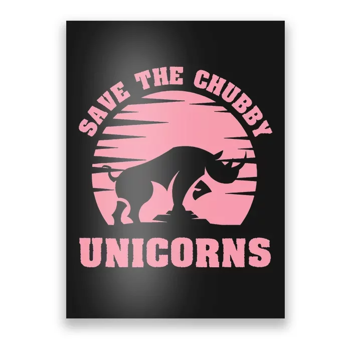 Save The Chubby Unicorns Funny Unicorn Rhino Poster